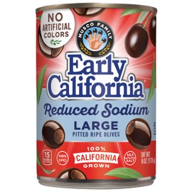 Early California Low-Sodium Medium Ripe Pitted Olives, Pack of 12, 6 oz Cans