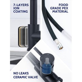 LUFEIDRA LUFEIDRA Black Kitchen Faucets with Pull Down Sprayer - High Arc Spring 304 Stainless Steel Single Hole Sink Faucet with Dual Function Pull-Down Sprayer for Bar Rv Kitchen, Matte Black