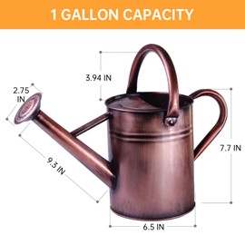 Lechloris Metal Watering Can for Outdoor Plants, 1 Gallon Galvanized Steel Watering Can with Removable spout for Outdoor & Indoor Use, Perfect for Garden Flower, Houseplants, Copper