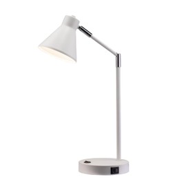 O'Bright Astrum - LED Desk Lamp with Dual USB Charging Ports, 100% Metal, 270 Degree Swivel Arms, Soft White Light (3000K), Bedside & Home Office Table Lamp, ETL Listed, White