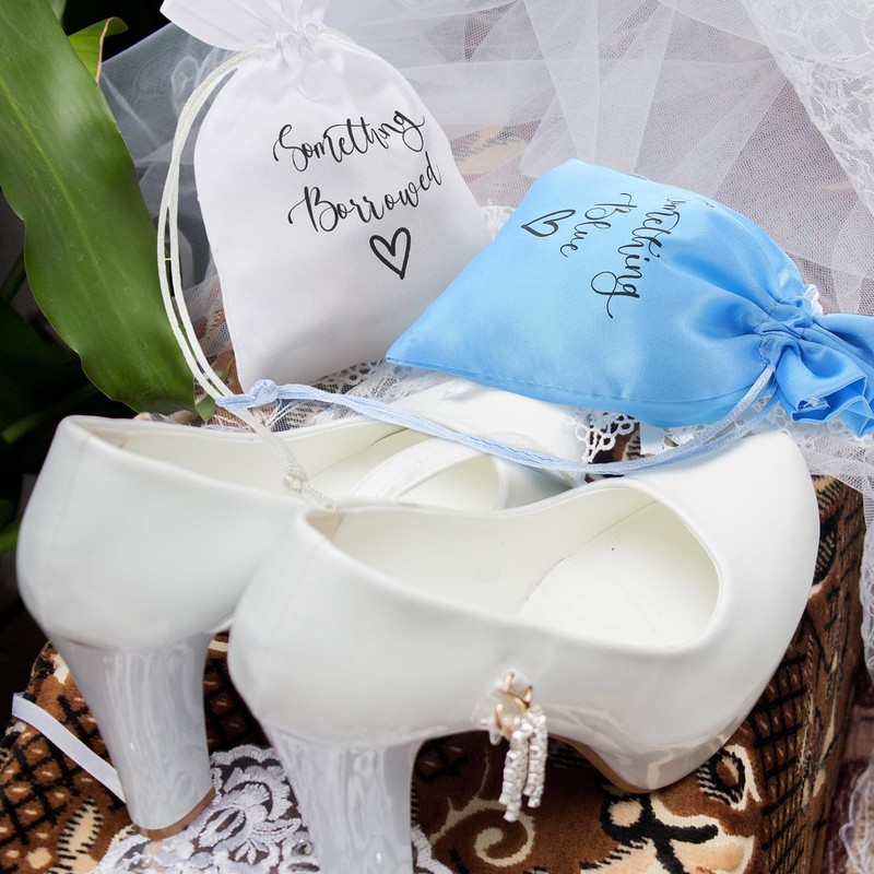Sunnymove 4 Pcs Wedding Satin Gift Bags, 4x6 Inch Something