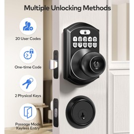 TEEHO Keyless Entry Keypad Door Lock with Handle, Electronic Digital Smart Locks for Front Door, Easy to Install Keypad Deadbolt with Code for Bedroom, Anti-Peeping Password