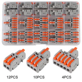 AITRIP 26Pcs Compact Splicing Wire Connectors Assortment Pack Lever Connector Kit, Quick Wiring Connector for AWG 28-12