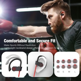 NUASI Bluetooth Headphones Wireless Earphones with Bluetooth 5.3 Wireless Headphones HD Deep Bass Stereo Sound Isolation IPX7 Waterproof Earphones Wireless Bluetooth for Running Sports Work