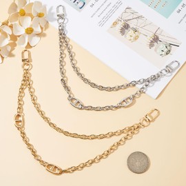 DEVPSISR 2Pcs Purse Chain Charms for Handbag Wallet Crossbody Bag Strap Extender Chain Women Bag Decoration Accessories(Style1(2PCS)-Gold Silver)