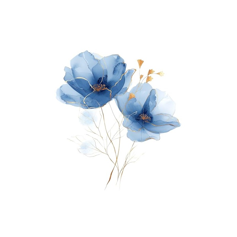 Serviettenshop 20 Blue Flower Pattern Napkins, 3-Ply, 33 x 33