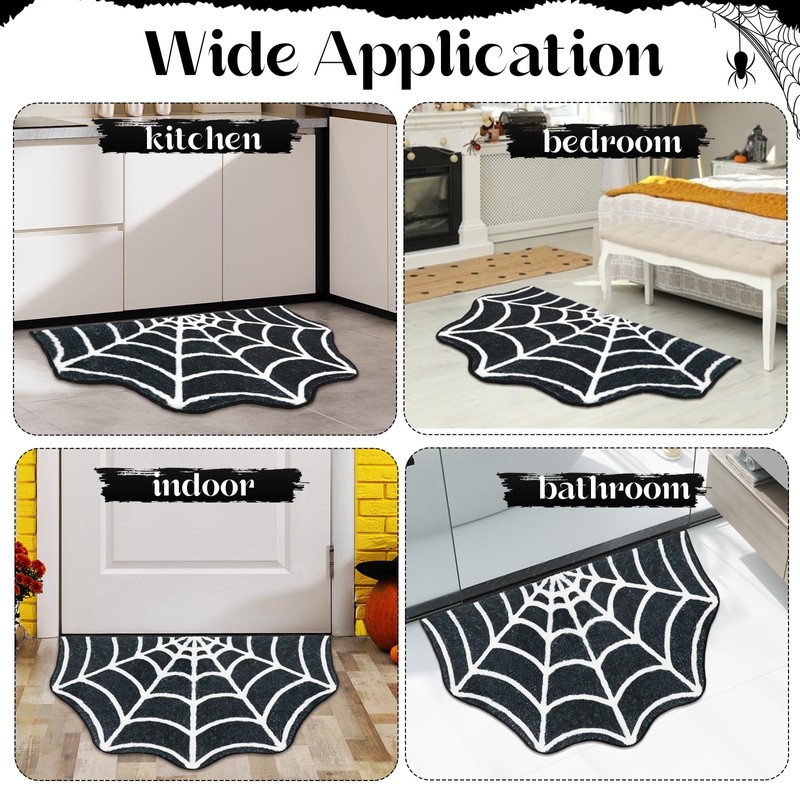 kaiolbly Halloween Spider Web Bath Mat 18 x 28 Inch