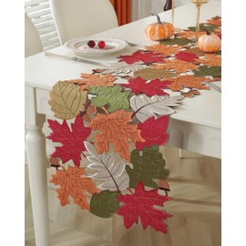 Fall Decorations for Home Fall Table Runner 36 Inches Long with Embroidered Maple Leaf. Thanksgiving Decorations for Dining Room Kitchen Table Seasonal Holiday Harvest Party Decor