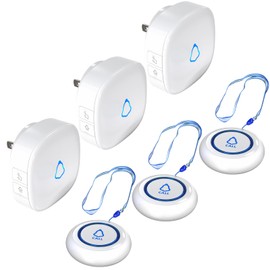 METAK Caregiver Pager Wireless Call Button for Elderly/Senior at Home, 3 Receiver + 3 Button, 1500FT 58 Ringtones Medical Life Alert System for Patients, Disabled, Nurses, Emergency Assistance, White