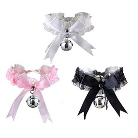 Pingyongchang 3pcs Adjustable Lace Choker with Bell Sweet Cute Gothic Choker Necklaces Collar for Women Detachable Cosplay Party Jewelry