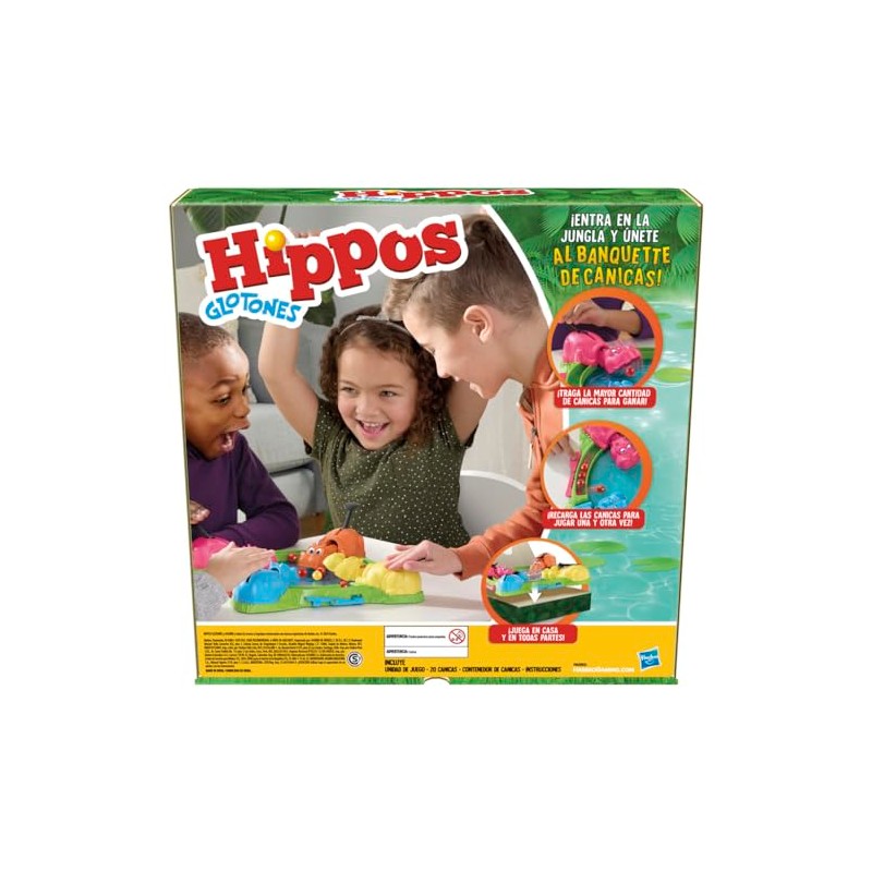 Hasbro Hippos Glotones Juego Preescolar 2-4 Jugadores 3+ años