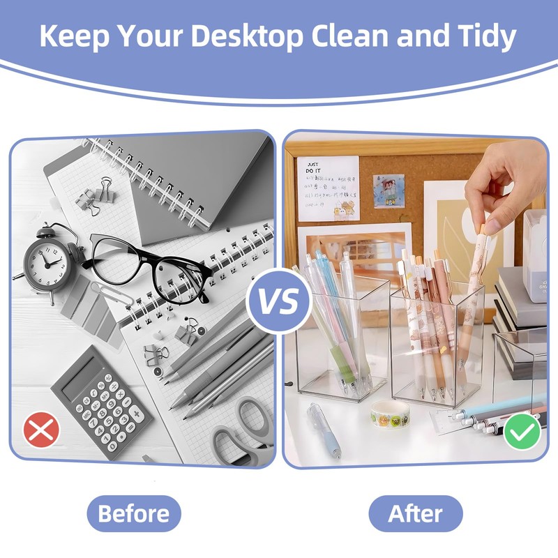 Yimy 9 Pack Acrylic Pen Holder, Pencil Organizer for Desk,