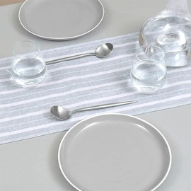 Style Decor W2701500 Laminated Table Runner, Waterproof, Nordic Table Center, 39.4 inches (100 cm), Wipable, Simple, Striped, Gray