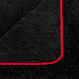 Detailer's Preference Dual Pile 380 GSM Microfiber Towels with Red Trim, All-Purpose Terry Weave Cleaning Cloths for Auto, Home, Boat, Scratch-Free & Reusable, 16x24 Inches, 12-Pack, Black