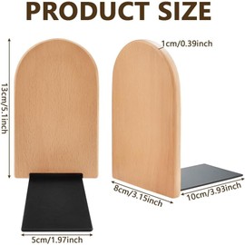 2 Pack Book Ends Natural Bamboo Bookend Anti Slip Book Stopper Wood Bookends Bookshelf Book Ends for Shelves Home Office Library School Study Decoration