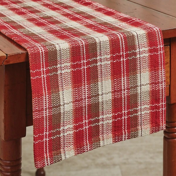 Park Designs Fireside Plaid Runner Primitive Red Brown Cream Rustic