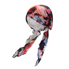 ZLYC Women Summer Chemo Beanie Hat Turbans Head Scarf Pre-Tied Headwear(Flower Black),One Size