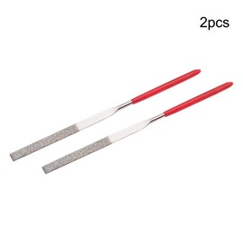 Utoolmart Diamond Needle File, 2-Pieces Mini Diamond Needle File Set, 3mm x 140mm Flat Files Tools, 150 Grits Small Flat Files, for Metal Glass Stone with Fine Sanding