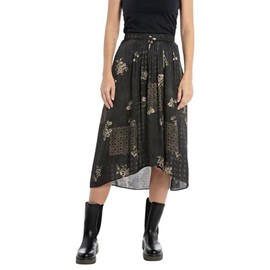 Replay Women's Knee-Length Skirt All Over Print, Dark Brown/Cream 020