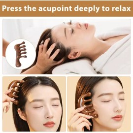 HX YueGouGUHI 로크 빗 2팩 나무 마사지 두피 구아샤 브러시 리트위스트용 Locks wooden massage scalp gua sha brush for hair twist 2 pack [2]