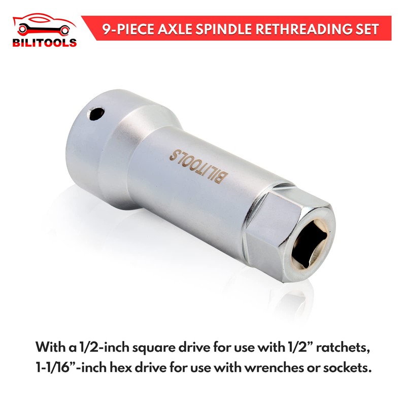 BILITOOLS 10-Piece Axle Spindle Thread Chaser Set, Thread Rethreading Restorer