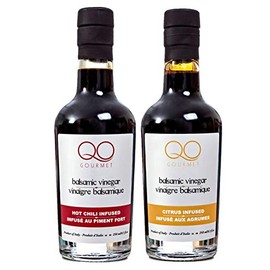 QO Gourmet Flavored Aged Italian Balsamic Vinegar of Modena Sampler Gift Set of 2 (Hot Chili / Citrus) Crafted in Modena