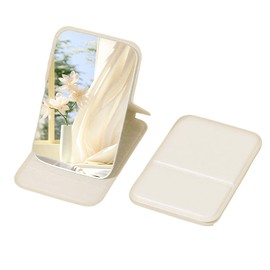 LERAO Pocket Mirror for Women,Small Mirror Compact Mirror Hand for Travel Purse（PU,Beige）