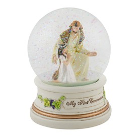 Little Girl with Jesus My First Holy Communion 100MM Glitter Water Globe Dome