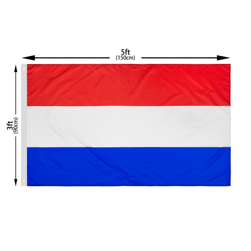 DANF Netherlands Flag 3x5 Ft Thick Polyester, Fade Resistant, Brass