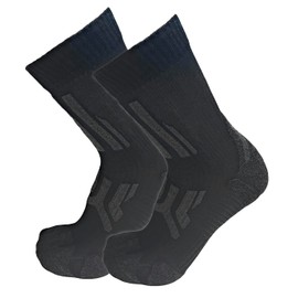 ITALIAN ENDURANCE Technical Socks for Trekking Reinforced Men Women Breathable Durable High Quality Mid Calf Height, 2 pairs of black/anthracite, 41 - 42