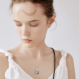 AOBOCO Unicorn Gift, Sterling Silver Unicorn Pendant Necklace with Blue Crystal, Fine Jewelry for Women Teens Girls