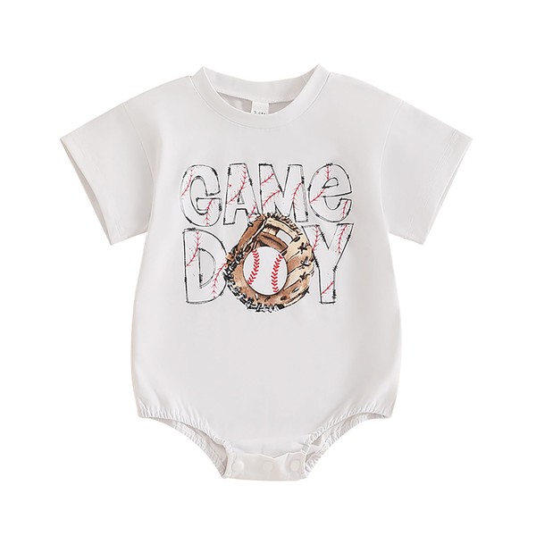 Baby Boys Girls Baseball Rompers Newborn Infant Bow Game Day