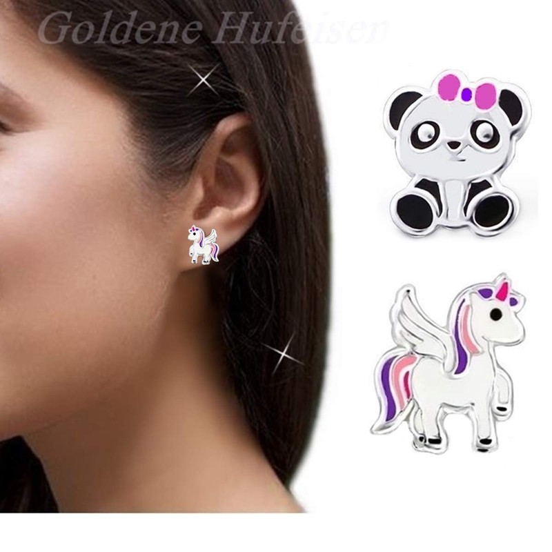 2 Pairs of Stud Earrings Set Girls 925 Silver with