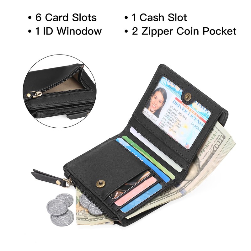 GOIACII Women's Small and Short Format Wallet with RFID Blocking,