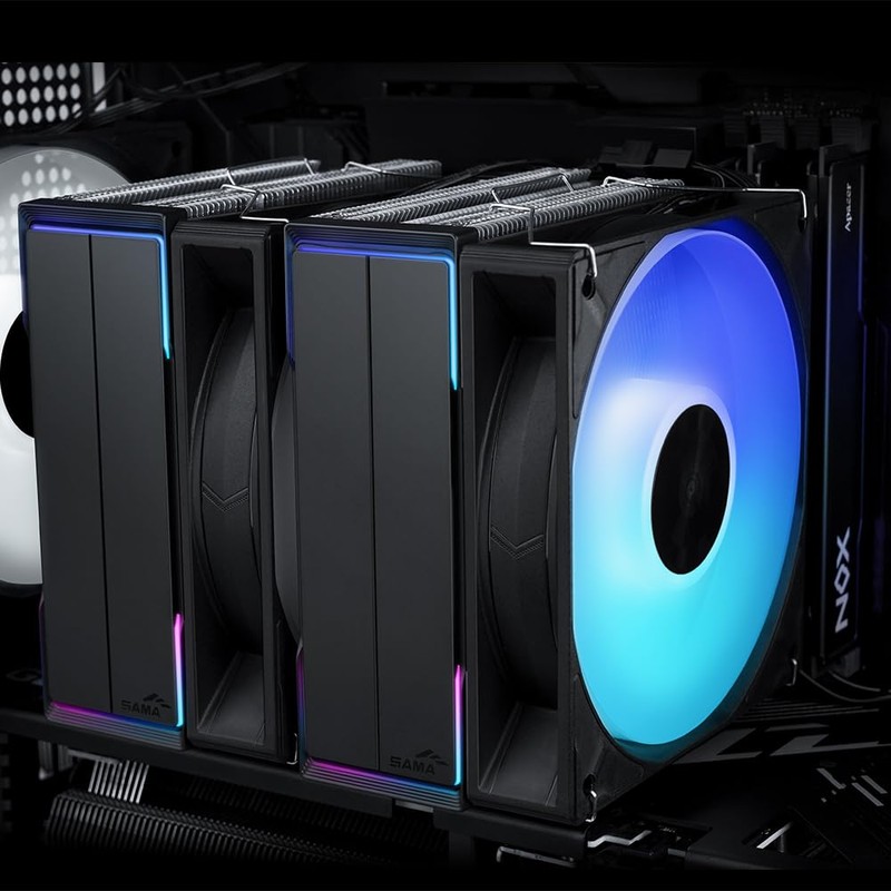 SAMA A60L Dual Tower CPU Air Cooler, 6 Heat Pipes,