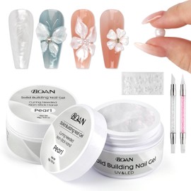 BQAN Nail Solid Sculpting Gel for 3D Nail Art, 2 Pcs of 15g/0.5oz Pearl Colors Non-Sticky Hard Gel for Building Carving Molding Extension | Salon & DIY at Home