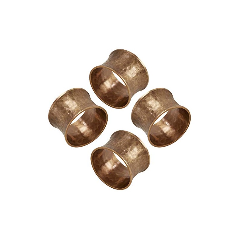 "SARO LIFESTYLE Collection Hammered Napkin Rings (Set of 4), Diameter: