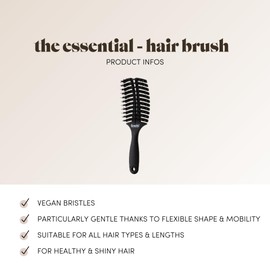 feschi Hair Brush with Vegan Bristles | No Pulling Through the Hair | Perfect Head Shape Fit | The Essential - Hair Brush