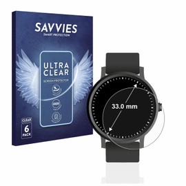 Savvies 6 Pack Screen Protector compatible with Watches (Circular, ø: 33 mm) Protection Film Clear