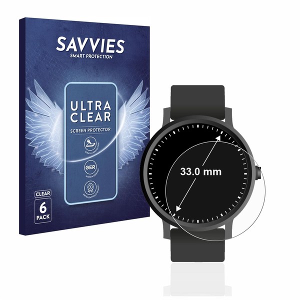 Savvies 6 Pack Screen Protector compatible with Watches (Circular, ø: