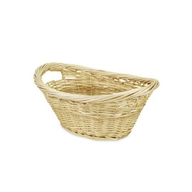Small oval natural willow heavy rimmed laundry basket (UW-8802A)