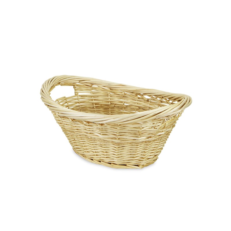 Small oval natural willow heavy rimmed laundry basket (UW-8802A)