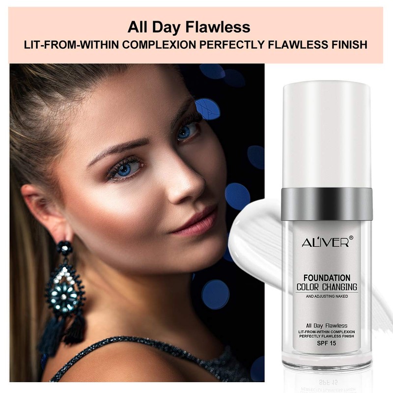 Color Changing Foundation SPF15,Seamless Tone-Matching,Long-Lasting Hydration Nourishment, and Sun Protection