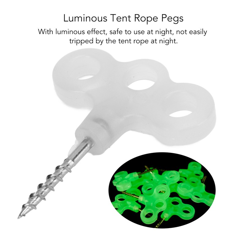 Outdoor Luminous Tent Stakes Stainless Steel Screw Ground Anchors Peg