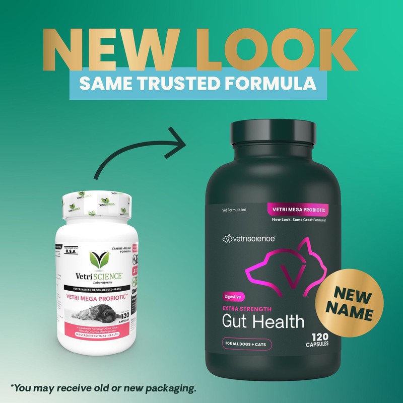 VetriScience Extra Strength Gut Health Easy-Open Capsules, Mega Probiotic and