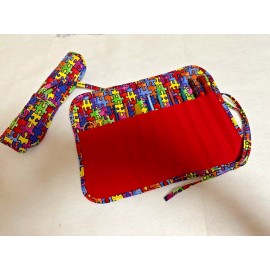 Handmade Colorful Puzzle Pieces Quilted cotton fabric crochet hook holder