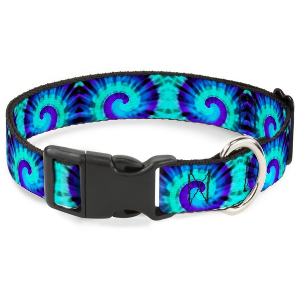 Buckle-Down Dog Collar Plastic Clip Tie Dye Swirl Purples Blues
