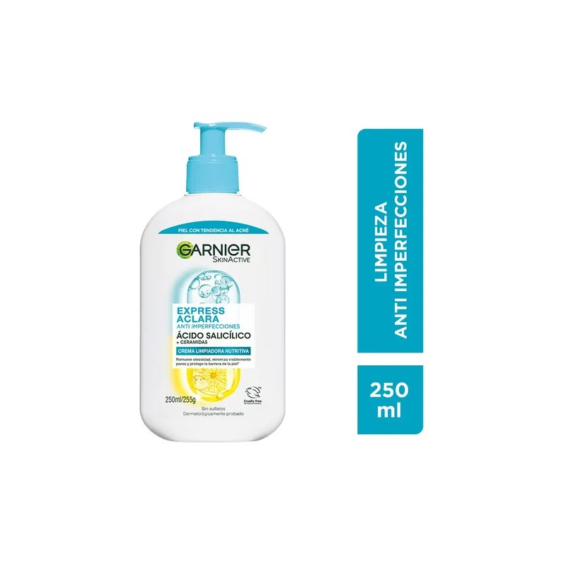 Garnier Express Aclara Gel Limpiador Antiimperfecciones con Ácido Salicílico y