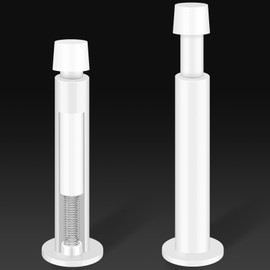 KOLAKO Door Stops, Door Stoppers for Wall 4.4 Inch Long Spring Doorstop with Soft Rubber Tip, Baseboard Door Bumper Wall Protector Door Stopper for Bottom of Door, White, 2 Pack