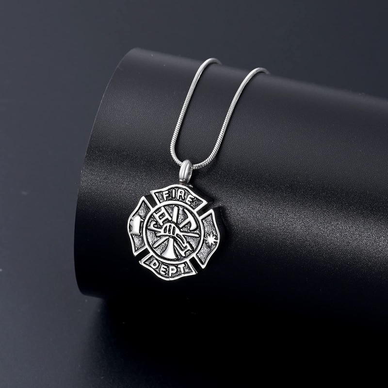 memorial jewelry Firefighter Fire Dept Round Cremation Pendant Cremation Jewelry
